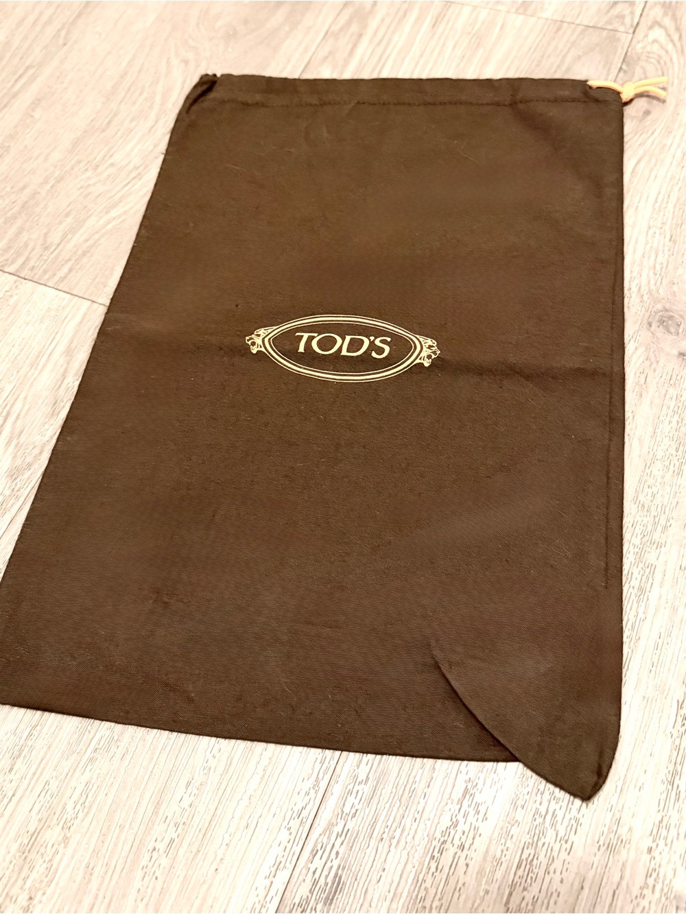 TOD’S Cotton Brown Drawstring Dust Bag 14.5x10.40” with Logo in Orange